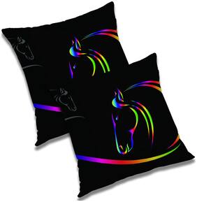 RADANYA Abstract Polyester Black Cushion Cover ( Large , Pack of 2 )