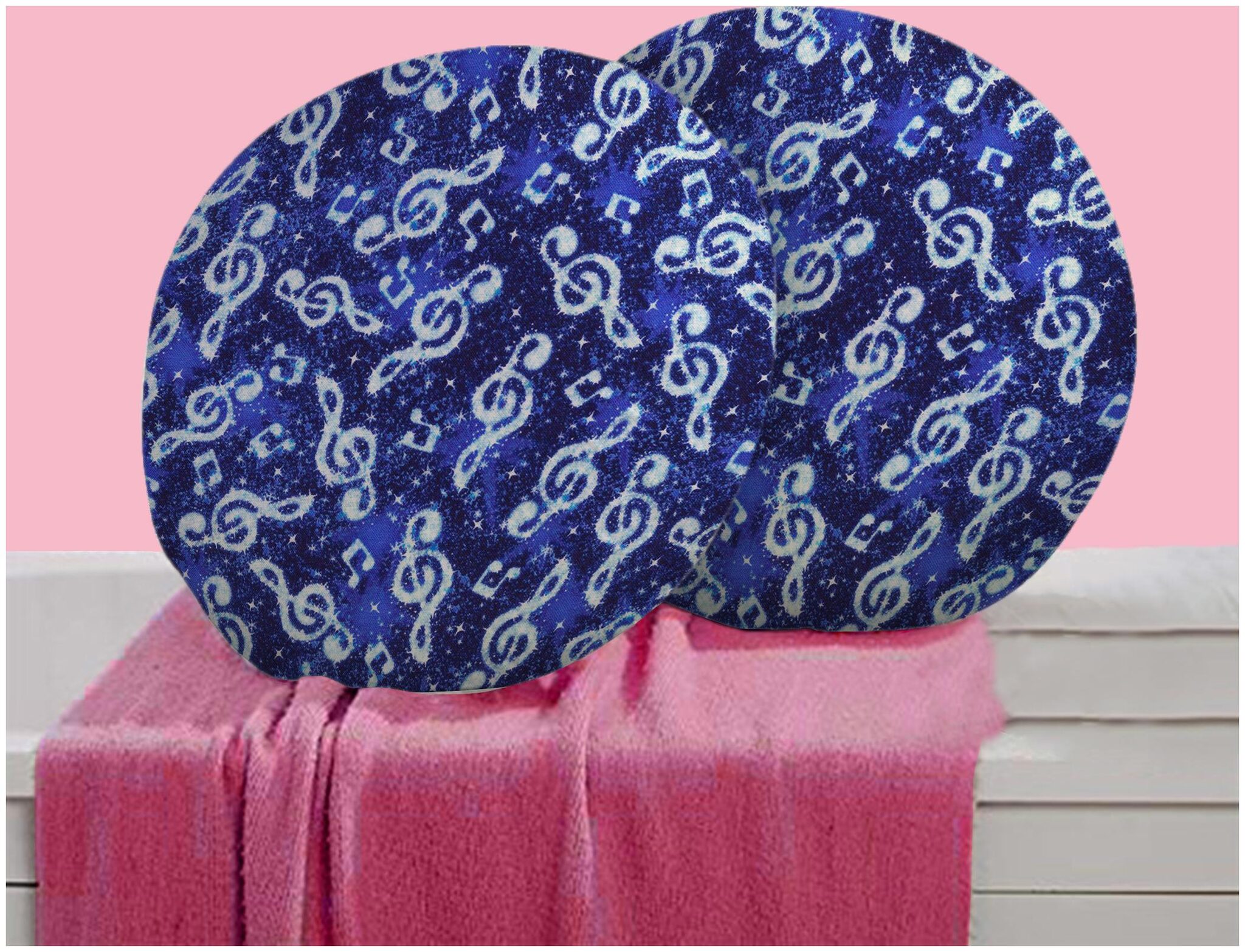 

RADANYA Abstract Digitally Printed Round Cushion Cover Pillow Case Home D cor Set of 2 16 inch Blue