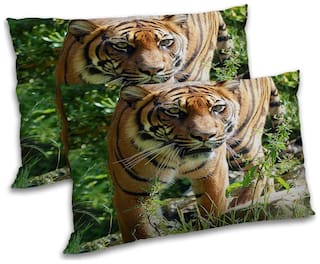 RADANYA Polyester Animal Pillow Covers ( Pack of 2 , Brown )