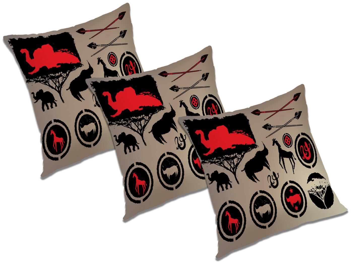 

RADANYA Printed Polyester Beige Cushion Cover ( Regular Pack of 3 )