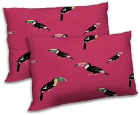 RADANYA Polyester Damask Pillow Covers ( Pack of 2 , Pink )
