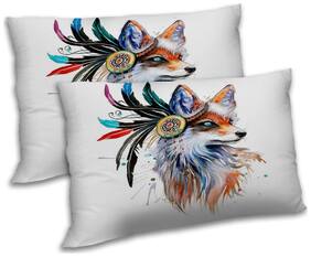RADANYA Polyester Animal Pillow Covers ( Pack of 2 , White )