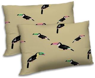 RADANYA Polyester Floral Pillow Covers ( Pack of 2 , Beige )