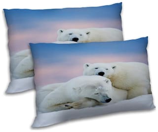 RADANYA Polyester Animal Pillow Covers ( Pack of 2 , White )