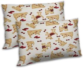 RADANYA Polyester Animal Pillow Covers ( Pack of 2 , Beige )