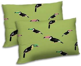 RADANYA Polyester Floral Pillow Covers ( Pack of 2 , Green )