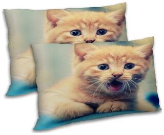 RADANYA Polyester Animal Pillow Covers ( Pack of 2 , Peach )