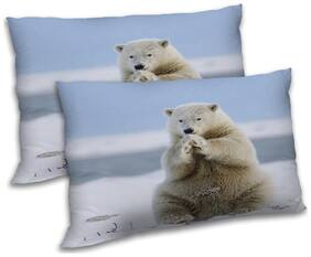 RADANYA Polyester Animal Pillow Covers ( Pack of 2 , White )