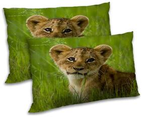 RADANYA Polyester Animal Pillow Covers ( Pack of 2 , Green )