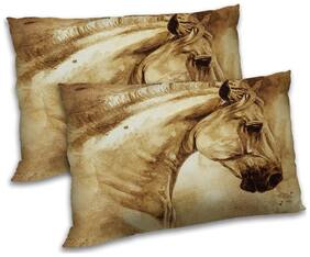 RADANYA Polyester Animal Pillow Covers ( Pack of 2 , Beige )