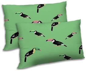 RADANYA Polyester Floral Pillow Covers ( Pack of 2 , Green )
