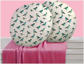 RADANYA Bird Digitally Printed Round Cushion Cover Pillow Case Home D cor Set of 2 ,16 inch,White