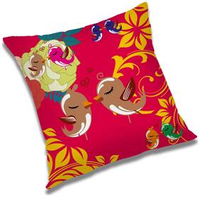RADANYA Bird Printed Cushion Cover Pink,24x24 inch
