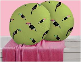 RADANYA Bird Digitally Printed Round Cushion Cover Pillow Case With Filler Home D cor Set of 2 ,16 inch,Olive