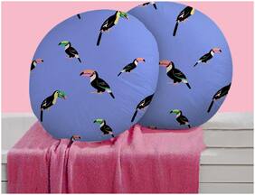 RADANYA Bird Digitally Printed Round Cushion Cover Pillow Case With Filler Home D cor Set of 2 ,16 inch,Blue