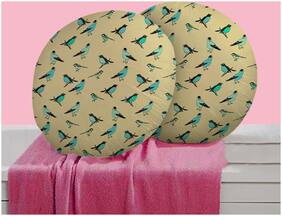 RADANYA Bird Digitally Printed Round Cushion Cover Pillow Case Home D cor Set of 2 ,16 inch,Beige
