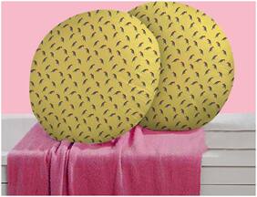 RADANYA Bird Digitally Printed Round Cushion Cover Pillow Case With Filler Home D cor Set of 2 ,16 inch,Light Yellow
