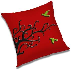 RADANYA Birds Printed Cushion Cover Red,24x24 inch