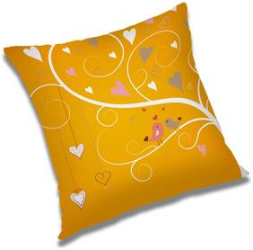 RADANYA Birds Printed Cushion Cover Orange,12x12 inch