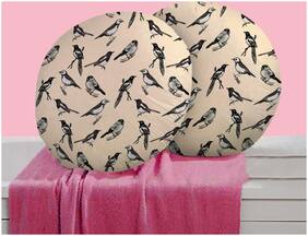 RADANYA Bird Digitally Printed Round Cushion Cover Pillow Case With Filler Home D cor Set of 2 ,16 inch,Beige