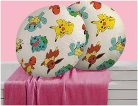 RADANYA Bird Digitally Printed Round Cushion Cover Pillow Case With Filler Home D cor Set of 2 ,16 inch,Off White