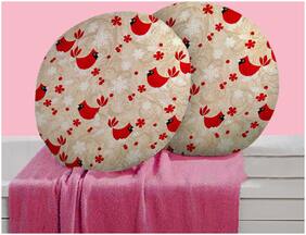 RADANYA Bird Digitally Printed Round Cushion Cover Pillow Case With Filler Home D cor Set of 2 ,16 inch,Beige