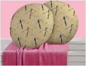 RADANYA Bird Digitally Printed Round Cushion Cover Pillow Case With Filler Home D cor Set of 2 ,16 inch,Beige