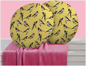 RADANYA Bird Digitally Printed Round Cushion Cover Pillow Case With Filler Home D cor Set of 2 ,16 inch,Yellow