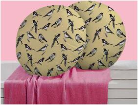 RADANYA Bird Digitally Printed Round Cushion Cover Pillow Case With Filler Home D cor Set of 2 ,16 inch,Light Beige