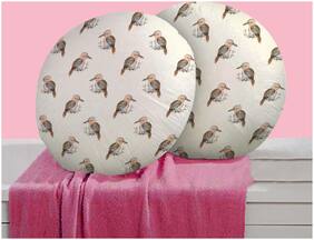 RADANYA Bird Digitally Printed Round Cushion Cover Pillow Case With Filler Home D cor Set of 2 ,16 inch,Light Gray