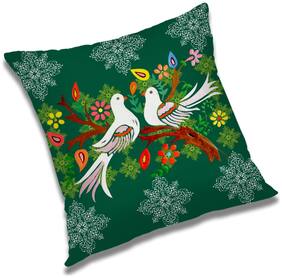RADANYA Birds Printed Cushion Cover Green,24x24 inch