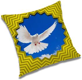 RADANYA Bird Printed Cushion Cover Blue,16x16 inch