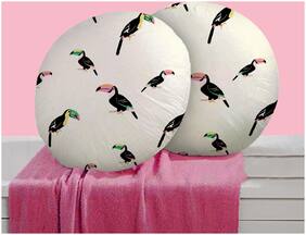 RADANYA Bird Digitally Printed Round Cushion Cover Pillow Case Home D cor Set of 2 ,16 inch,Off White