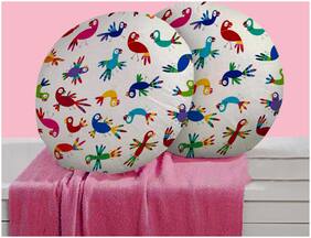 RADANYA Bird Digitally Printed Round Cushion Cover Pillow Case With Filler Home D cor Set of 2 ,16 inch,Off White