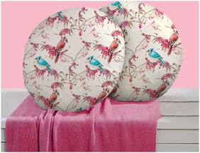 RADANYA Bird Digitally Printed Round Cushion Cover Pillow Case Home D cor Set of 2 ,16 inch,Off White