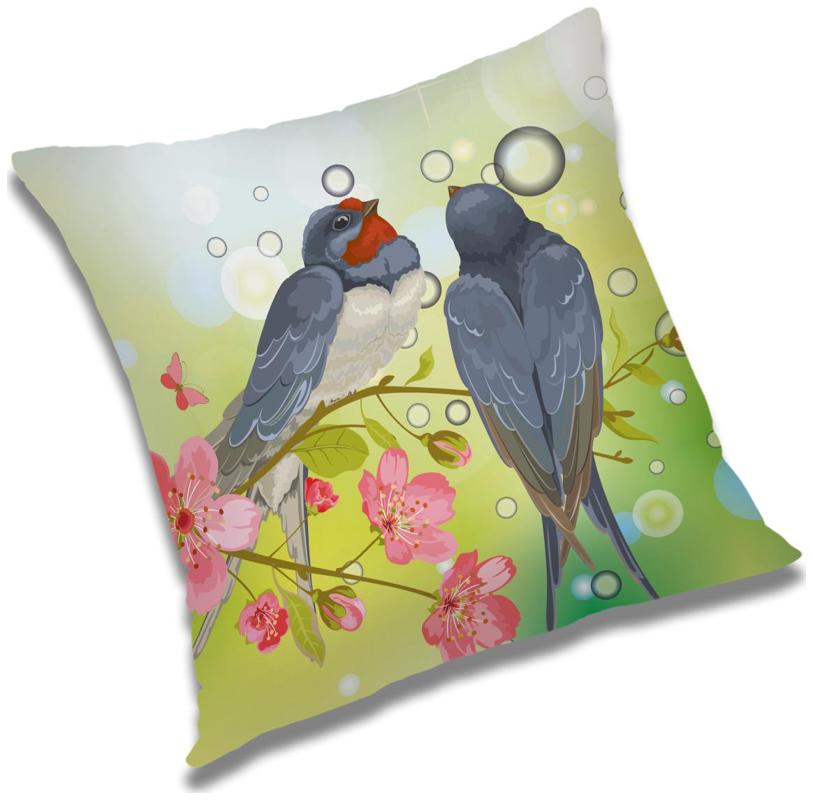

RADANYA Bird Printed Cushion Cover Green 20x20 inch