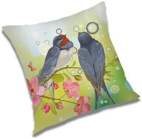 RADANYA Bird Printed Cushion Cover Green,20x20 inch