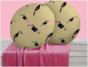 RADANYA Bird Digitally Printed Round Cushion Cover Pillow Case Home D cor Set of 2 ,16 inch,Beige