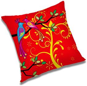RADANYA Bird Printed Cushion Cover Red,18x18 inch