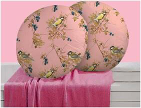 RADANYA Bird Digitally Printed Round Cushion Cover Pillow Case Home D cor Set of 2 ,16 inch,Peach
