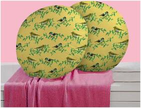 RADANYA Bird Digitally Printed Round Cushion Cover Pillow Case With Filler Home D cor Set of 2 ,16 inch,Light Yellow