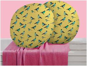 RADANYA Bird Digitally Printed Round Cushion Cover Pillow Case Home D cor Set of 2 ,16 inch,Light Yellow