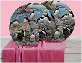 RADANYA Birds Digitally Printed Round Cushion Cover Pillow Case Home D cor Set of 2 ,16 inch,Multicolor