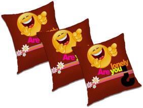 RADANYA Cartoon Polyester Orange Cushion Cover ( Extra large , Pack of 3 )