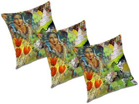 RADANYA Cartoon Polyester Orange Cushion Cover ( Large , Pack of 3 )