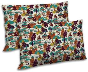RADANYA Polyester Floral Pillow Covers ( Pack of 2 , Beige )