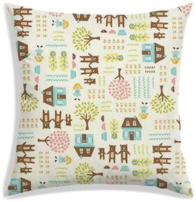 RADANYA Cartoon Polyester Cream Cushion Cover ( Large , Pack of 1 )