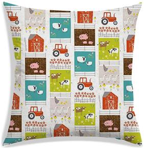 RADANYA Cartoon Polyester White Cushion Cover ( Large , Pack of 1 )