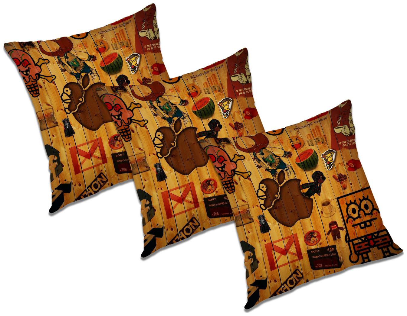 

RADANYA Cartoon Polyester Brown Cushion Cover ( Extra large Pack of 3 )