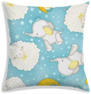 RADANYA Cartoon Polyester Blue Cushion Cover ( Small , Pack of 1 )